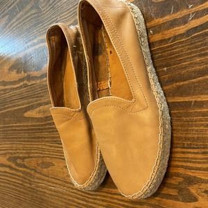 GAP Leather Cognac Slip On Espadrille Loafer Platform, size 9